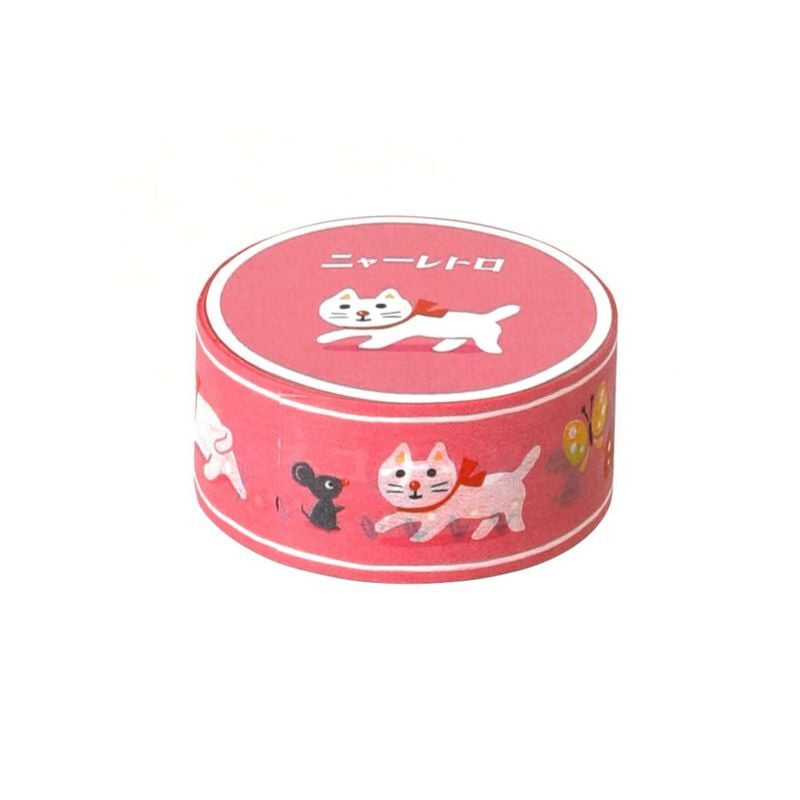 Retro Masking Tape White Cat