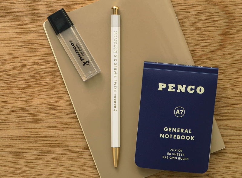 Penco Prime Timber Mechanical Pencil (gylltur og hvítur)