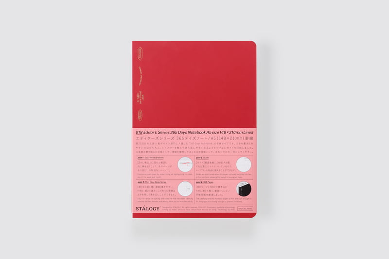 STÁLOGY 365 Days Notebook Lined Red [A5]