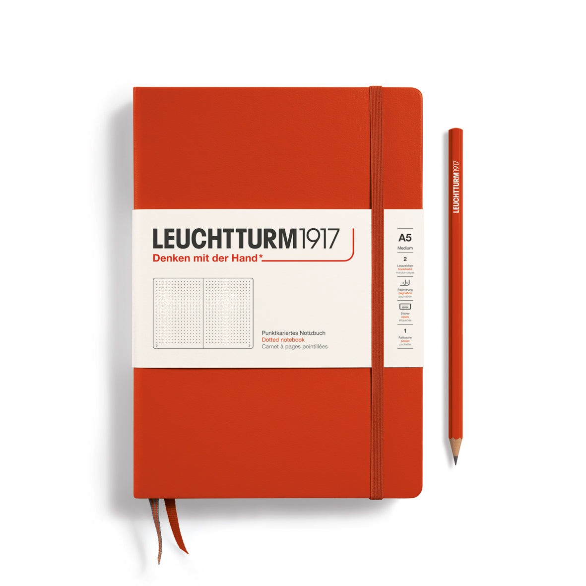 LEUCHTTURM1917 Notebook - A5 Hard Cover Powder Fox Red (dotted)