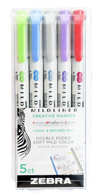 MILDLINER Highlighter - Cool and Refined sett með 5 litum