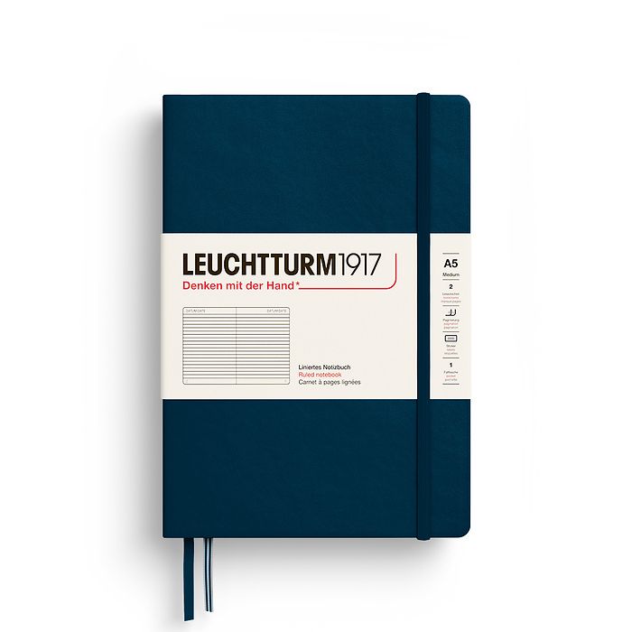 LEUCHTTURM1917 Notebook - A5 Hard Cover Deep Sea (með línum)