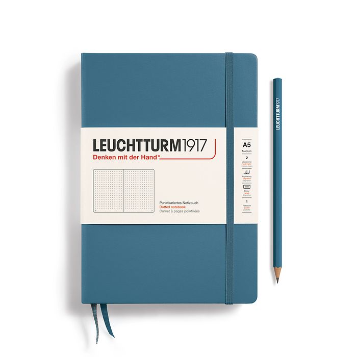 LEUCHTTURM1917 Notebook - A5 Hard Cover Stone Blue (dotted)