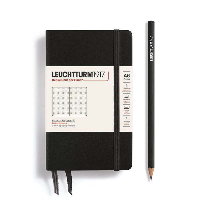 LEUCHTTURM1917 Notebook - A6 Hard Cover Black (Dotted)